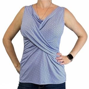 NEW YORK & COMPANY Light Blue Geo Blouse Medium